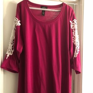 3x Plum tunic w/lace sleeve. Washed but not worn